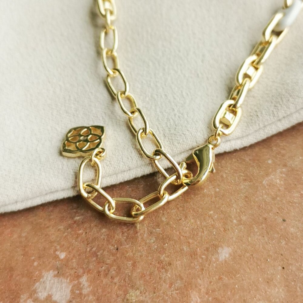 Kendra Scott Bailey White Mix Chain Necklace Gold - Picture 4 of 4